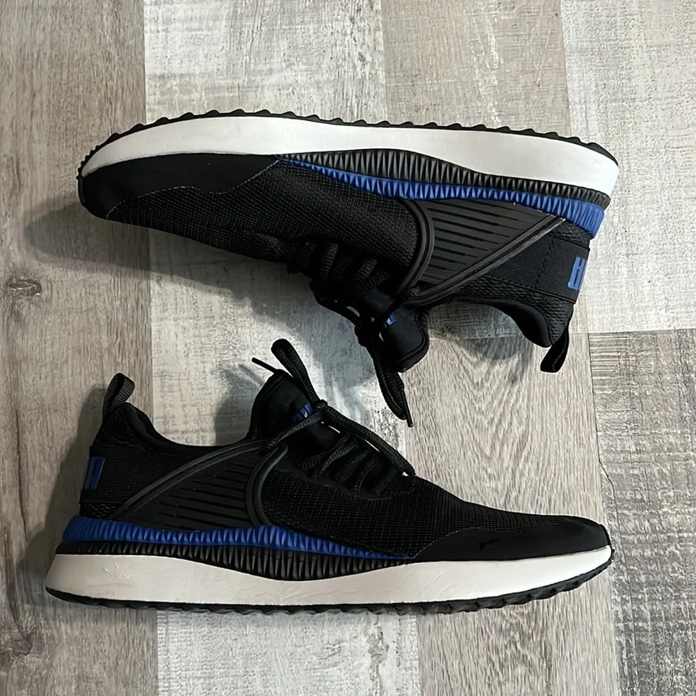 Like New PUMA Pacer Next Cage Sneaker Black Sodalite Blue Logo Men’s Size 7.5 - Picture 3 of 7